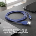 thumbnail image 2 of Powertek Ultra 6ft USB-A to Lightning Cable, Purple, Silicone with PVC Mesh Jacket, Dependable Data Transfer, MFi Certified Charging Cable, 2 of 6