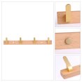 thumbnail image 3 of Unique Bargains 1 Pcs Coat Rack Wall Mount Coat Hook for Hanging with 4 Hooks Solid Wood, 3 of 7
