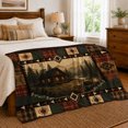 thumbnail image 6 of Forest Cabin And Campfire Within Plaid Border, Soft Flannel Blanket with Rustic Patchwork Illustration Print, Housewarming Gift and Home Decor for Bedroom and Living Room, 6 of 7