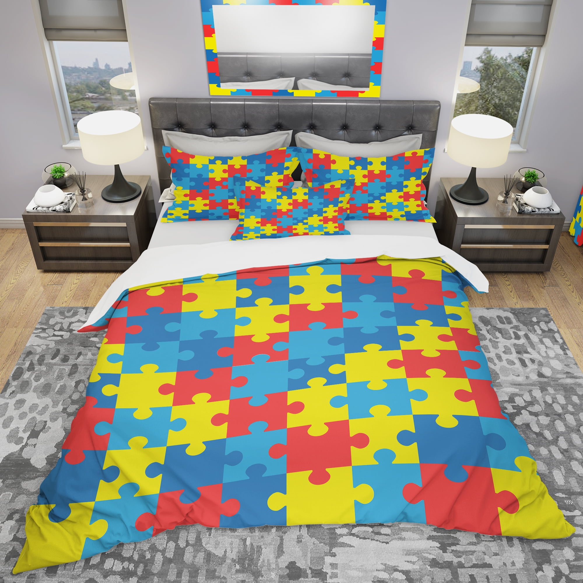 Designart 'World Autism Awareness Day' Modern & Contemporary Duvet Cover Set