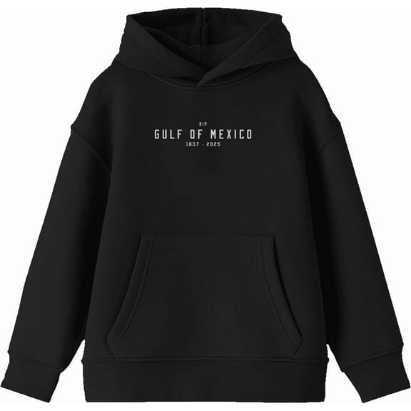 RIP Gulf of Mexico 1607-2025 Youth Black Long Sleee Hoodie-Medium