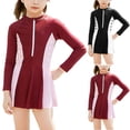 thumbnail image 7 of Purcolt Girls UPF 50+ Sun Protection Swimsuit Modest Long Sleeve Front Zipper One Piece Dresses Bathing Suits Swimwear for 5-12 Years Kids, 7 of 7