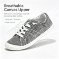 thumbnail image 2 of Women’s Grey Plaid LowTop Canvas Sneakers Lightweight Lace‑Up Casual Walking Flat Shoes for Daily Street Wear, 2 of 6