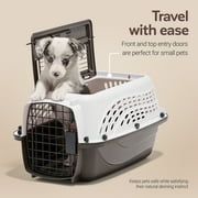 Petmate Two Door Top Load Plastic Travel Dog Kennel Pet Carriers for Dogs and Cats, Small 19 for Dogs Up To 10 lb, White