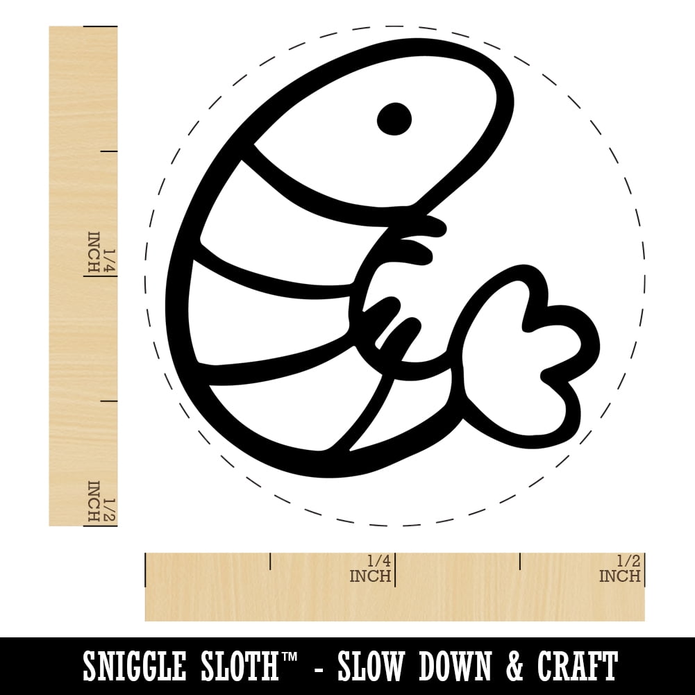 Sea Shrimp Self-Inking Rubber Stamp Ink Stamper - Black Ink - Mini 1/2 Inch