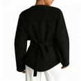 thumbnail image 4 of WTOBBY Women's Casual V-Neck Long Sleeve Coat with Strapped Detail, Fashion Solid Color Blazer Style Jacket, Versatile Outerwear for Office or Daily Use,Black S, 4 of 4