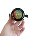 thumbnail image 5 of WIRESTER Bicycle Bell Black Aluminum Alloy Mini Bike Bell With Ring Horn Accessories for Adults Men Women Kids Girls and Boys - Rainbow Flower, 5 of 7
