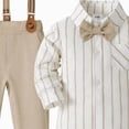 thumbnail image 4 of 6 Months Infant Baby Boys 3Pcs Gentleman Suit Set With Hat Formal Dress Clothes Long Sleeve Long Sleeve Bow Romper Tops Suspender Pants Kids Gentleman Outfits Newborn Outfit Set,Blue, 4 of 4