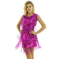 thumbnail image 4 of iiniim Women's V Neck Tiered Sequins Tassels Ballroom Latin Salsa Tango Cha Cha Dance Dress, 4 of 7