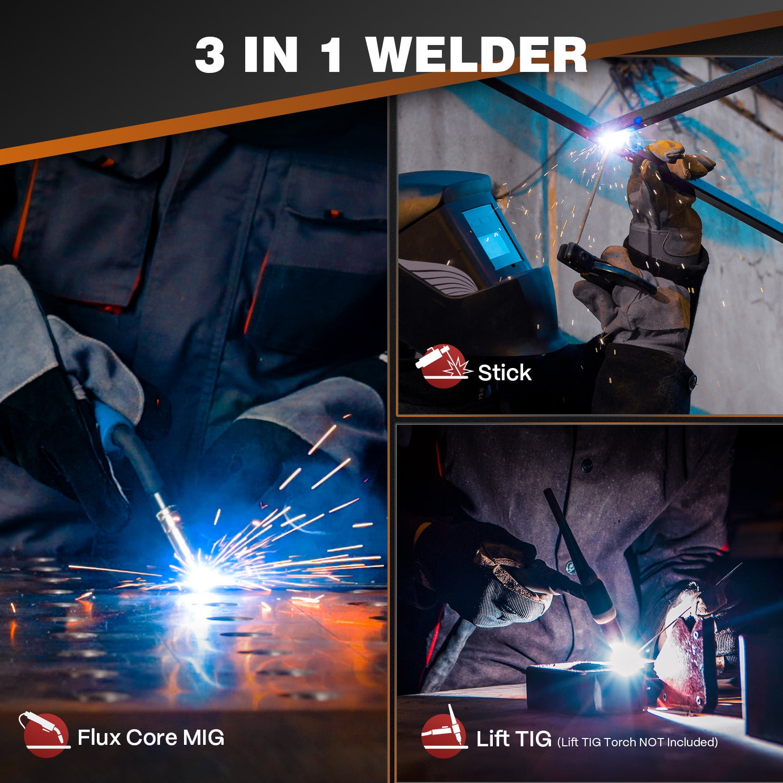 Poste a Souder MIG 135Amp: DEKOPRO 220 Volts MIG/Lift TIG/Bâton 3 en 1 Machine de Souder Inversor IGBT Portable Kit avec Torche de Soudage MIG pour les Propriétaires et les Passionnés de