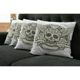 thumbnail image 2 of Ambesonne Sugar Skull Throw Pillow Cover 4 Pack, Calavera Diamond, 20", Cream Grey Black, 2 of 6