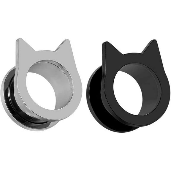 Gauges for Ears Piercing Flesh Tunnels and Plugs Jewelry Cute Steel Cat Earrings Stretchers