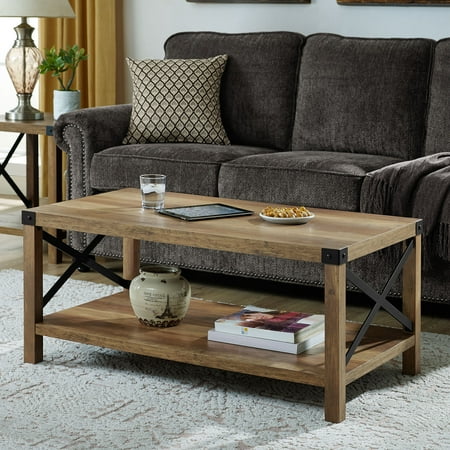 Manor Park 40 Rustic Urban Metal X Coffee Table Manor Park 40 Rustic Urban Metal X Coffee Table Reclaimed Farmhouse Black