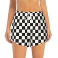 thumbnail image 2 of Sigee Black and White Checkerboard for Women's Athletic Shorts High Waisted Running Shorts Pocket Sporty Short Gym Elastic Workout ShortsSmall, 2 of 9