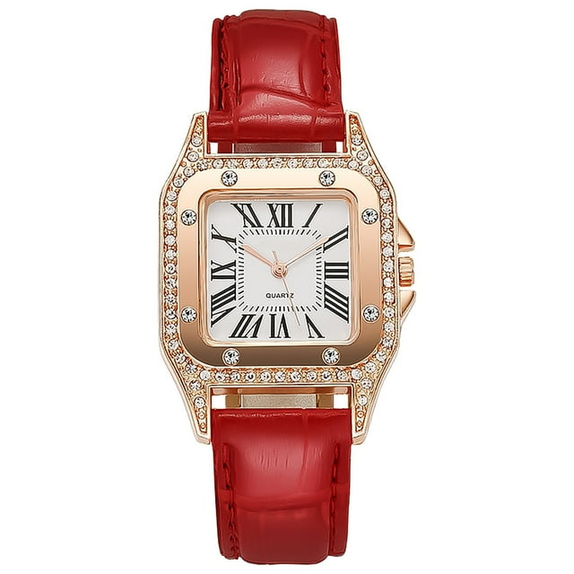 Sfonq Summer Clearance Mothers Day Gift for Grilfriend Womens Watches Watch Wine Barrel Square Women's Watch Quartz Watch Gift Watch,Red Buy 2 Save 10%
