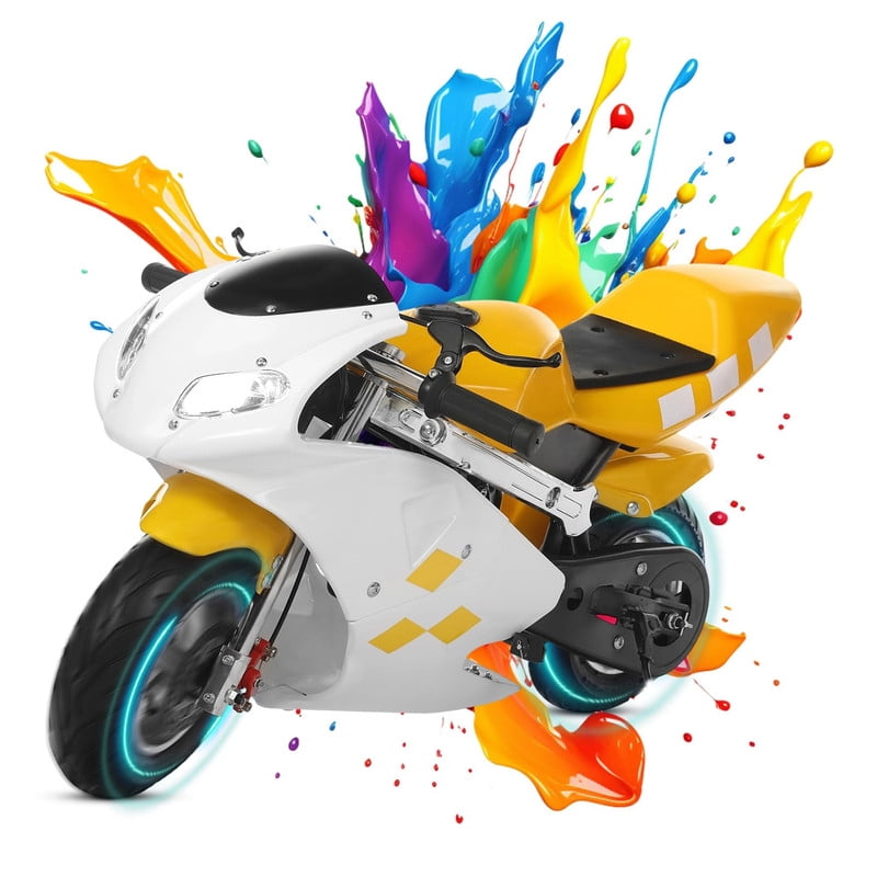 Floseru 49cc 2-Stroke Pocket Bike, Mini Motorcycle for Kids, Pocket Gas Motorbike with 1.25L Gas Tank, Pocket Rocket Motorcycle with Dual Headlights, 170 LBs Mini Pocket Bikes for Kids