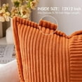 thumbnail image 2 of Ornage Pillow Covers 12x12 Inch with Splicing Set of 2 Super Soft Boho Striped Corduroy Pillow Covers Broadside Decorative Textured Throw Pillows for Fall Couch Cushion Livingroom, 2 of 12