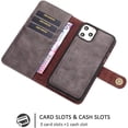 thumbnail image 6 of Mignova iPhone 11 Pro 5.8 inch Wallet Case, Magnetic PU Leather Full-Body Shockproof Flip Cover Credit Card Holder Protective Case (Detachable Magnetic Hard Case)Dark Brown, 6 of 9