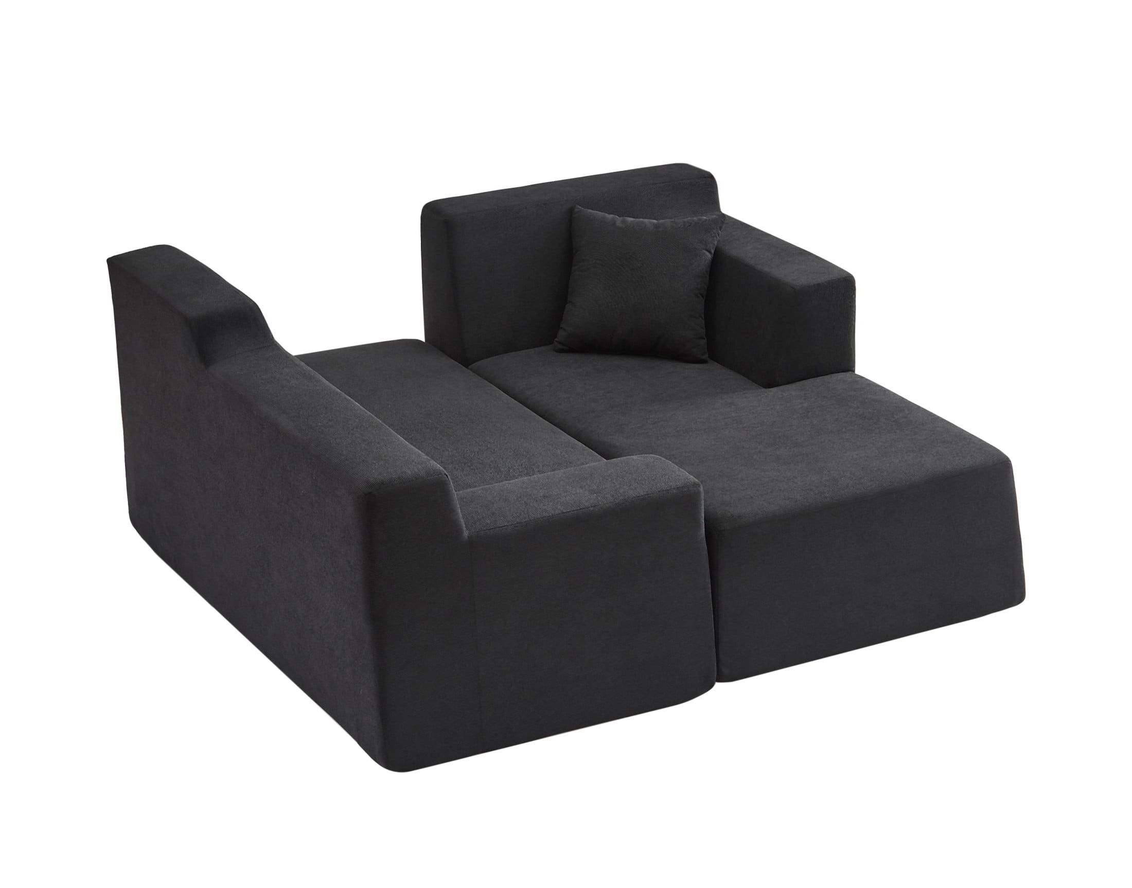 Aukfa 96" Modular Sectional Sofa, L-Shaped Cloud Couch with Right Facing Chaise, Corduroy 3-Seat Memory Foam Sofa for Living Room, Black