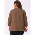 thumbnail image 4 of DARING DIVA Women's Plus Round Neck Work Ruffle Chiffon Top 3X Dark Brown, 4 of 6