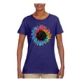 thumbnail image 2 of Wild Bobby, Colorful Tie Dye Sunflower Womens, Streetwear, Womens Graphic Tees, Purple, 2XL, 2 of 3