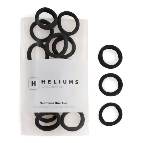 Heliums Small Black Gentle Hold, 1 Inch Mini Sized, Soft and Stretchy Seamless Elastic Nylon Fabric Rolled Ponytail Holders for for Kids, Braids and Fine Hair - 20 Hair Ties