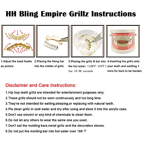 Iced Out Diamond Teeth Grillz for Men Women,Hip Hop Silver Gold Grills for your teeth Top and Bottom,Rapper Costume Mouth Grillz with Silicone Molding Bars