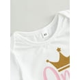 thumbnail image 6 of Wassery Baby Girls Skirt Set Short Sleeve Letter Crown Print Romper +Pink Tulle Dress Summer Casual Clothes for Infant 2Pcs 6-18M, 6 of 8