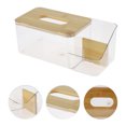 thumbnail image 3 of 1 Pc Convenient Divided Tissue Box Holder for Living Room Table Desk Clear PET Bamboo, 3 of 3