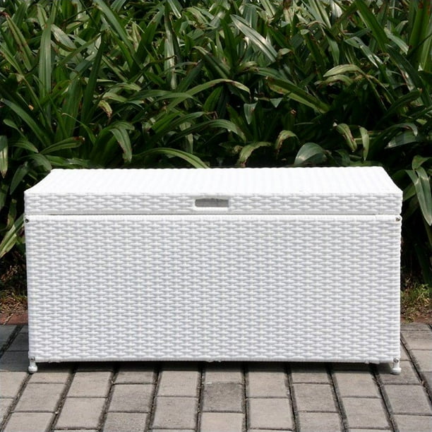 Jeco Wicker Patio Storage Deck Box in White - Walmart.com - Walmart.com