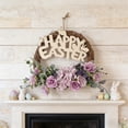 thumbnail image 4 of Plastic Easter Wreath, Holiday Wall Hanging With Spring-Inspired Styling, for Indoor Festive Display, Purple, 4 of 6