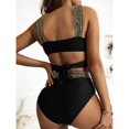 thumbnail image 6 of Women's High Waist Bikini Set Cross Back Tummy Control Two Piece Swimsuit Cover Belly Beach Swimwear for Vacation,Black,L, 6 of 9