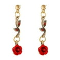 thumbnail image 3 of Collier Collier Rose Fleur Boucles d'Oreilles Ensemble Coloré L5Z8 Fête Femmes Y9B0, 3 of 7