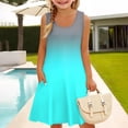thumbnail image 2 of YunPes Girls Dress Summer Sleeveless Comfortable Casual Dress Gradient Print Children's Clothing with Pocket Vest Dress Children Place Dresses for Girls, 2 of 6