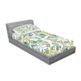thumbnail image 2 of Ambesonne Floral Fitted Sheet & Pillow Sham Set, Flying Birds Butterflies, Twinxl, Yellow Green Caramel, 2 of 2