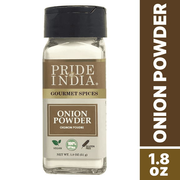 Pride of India – Onion Fine Ground – Gourmet Spice For Cooking – Pantry Essential – Adds Flavor To Sauces/Dips/Rubs/Marinades – Easy To Use – 1.7 Oz. Small Dual Sifter Jar