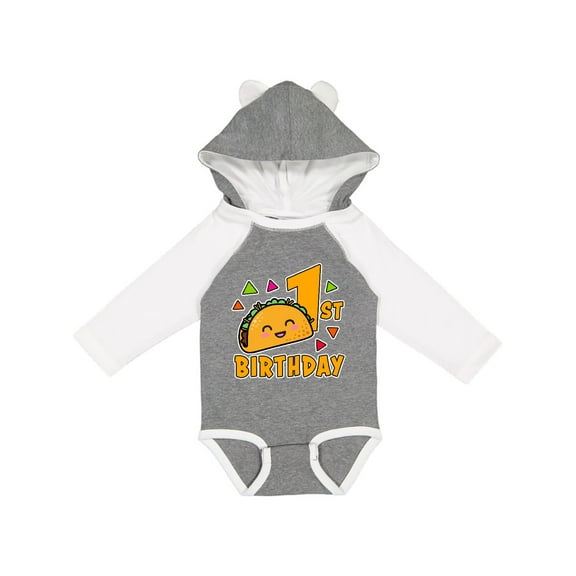 Inktastic 1st Birthday with Taco and Confetti Boys or Girls Long Sleeve Baby Bodysuit