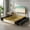 Golden-Twin, variant on Resenkos Platform Bed Frame, Bedroom Bed Frame,Twin/Full/Queen Size Bed Frame with LED Lights and Charging Station Gold-Full Size