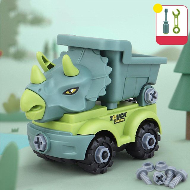 Fun Pull Back Dinosaur Car Tuerca Kits de tornillos DIY Desmontaje Rompecabezas 3D con herramienta Aprendizaje educativo Desmontar juguetes Juguete Camión de la basura Baoblaze rompecabezas juguetes de coche