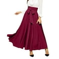 thumbnail image 1 of Gibobby faldas de mezclilla para mujer para mujer Faldas largas plisadas con en la parte delantera(Vino, S), 1 of 5