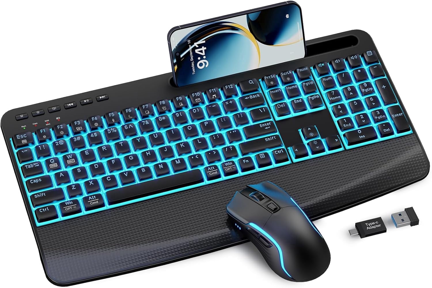 Logitech MX Keys S Combo, Wireless Keyboard and Mouse, Palm Rest