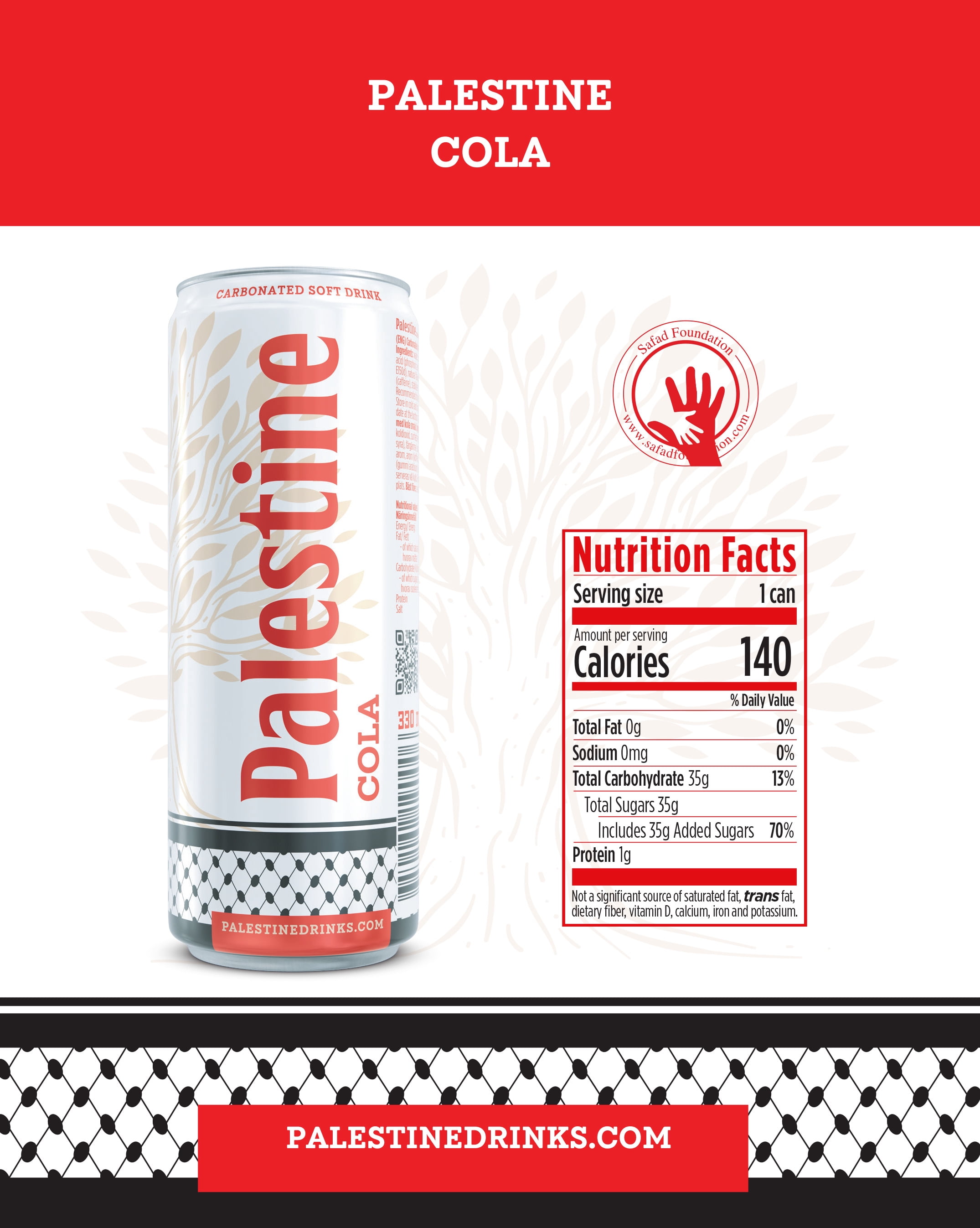 Palestine Cola 330ml Carbonated Soft Drink Refreshing Soda