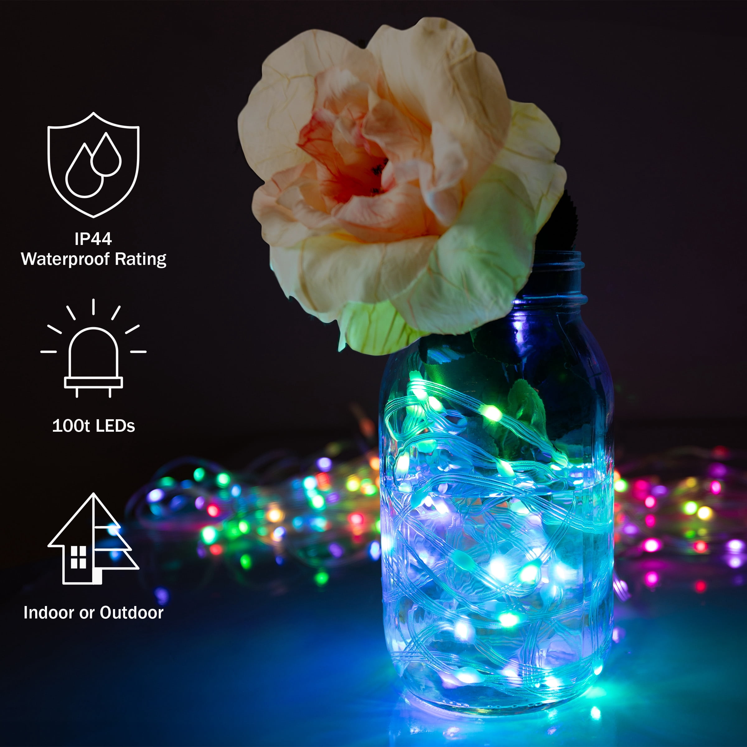 Pure Garden 40ft 100 LED Color Changing Outdoor Rope Lights with Remote