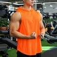 thumbnail image 5 of Men's Tank Tops Summer Casual Solid Color Sleeveless Round Neck Loose Fit Shirt Hooded Blouse Fitness Top Workout Gym Shirts, 5 of 7