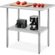 thumbnail image 1 of Mesa de Preparación de Acero Inoxidable de 24"D x 36" W x 34" H, Mesa de Trabajo Comercial con Salpicadero y Estante Ajustable, Certificado NSF, 1 of 8