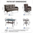 thumbnail image 4 of Bellefurn 5 Pieces Patio Furniture Sets with Outdoor Swivel Rocker Chairs Rattan 3-Seater Sofa and Coffee Table,Outdoor Conversation Set for Porch Deck Backyard Poolside, 4 of 11