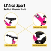 Strider 12” Sport Bike, Pink - No Pedal Balance Bicycle for Kids 1 to 4 Years - Includes Safety Pad, Padded Seat, Mini Grips & Flat-Free Tires -Easy Assembly & Tool-Free Adjustments