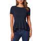 thumbnail image 1 of INSPIRAR CHIC Blusa de Peplum para Mujer de Manga Corta Cuello Redondo Clásica Stretch S Azul Oscuro, 1 of 6