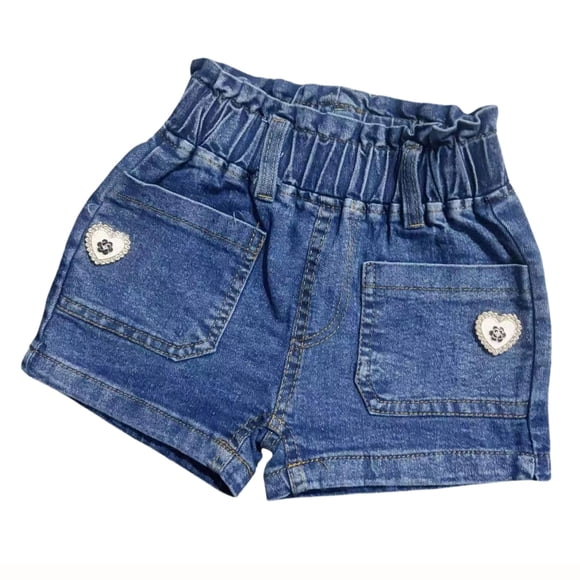LUOGENLI Jean Shorts for Girls 12-14 Cat and Jack Elastic Waist Denim Shorts for Girls Casual Summer for Baby Comfort Fit for Play (Blue Size 1-2 Years)