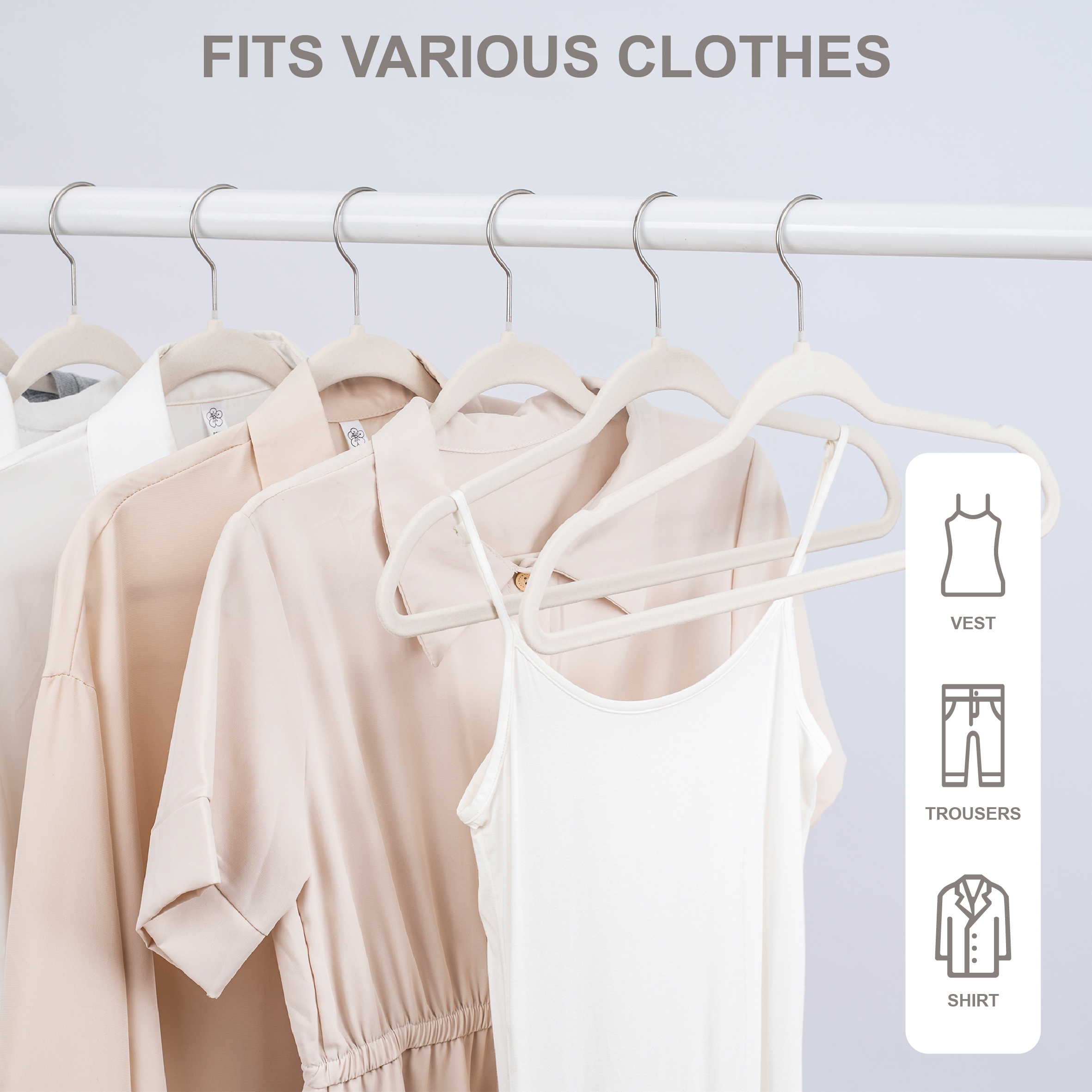 Better Homes & Gardens Beige Velvet Non-Slip Hangers, 30 Pack photo 5